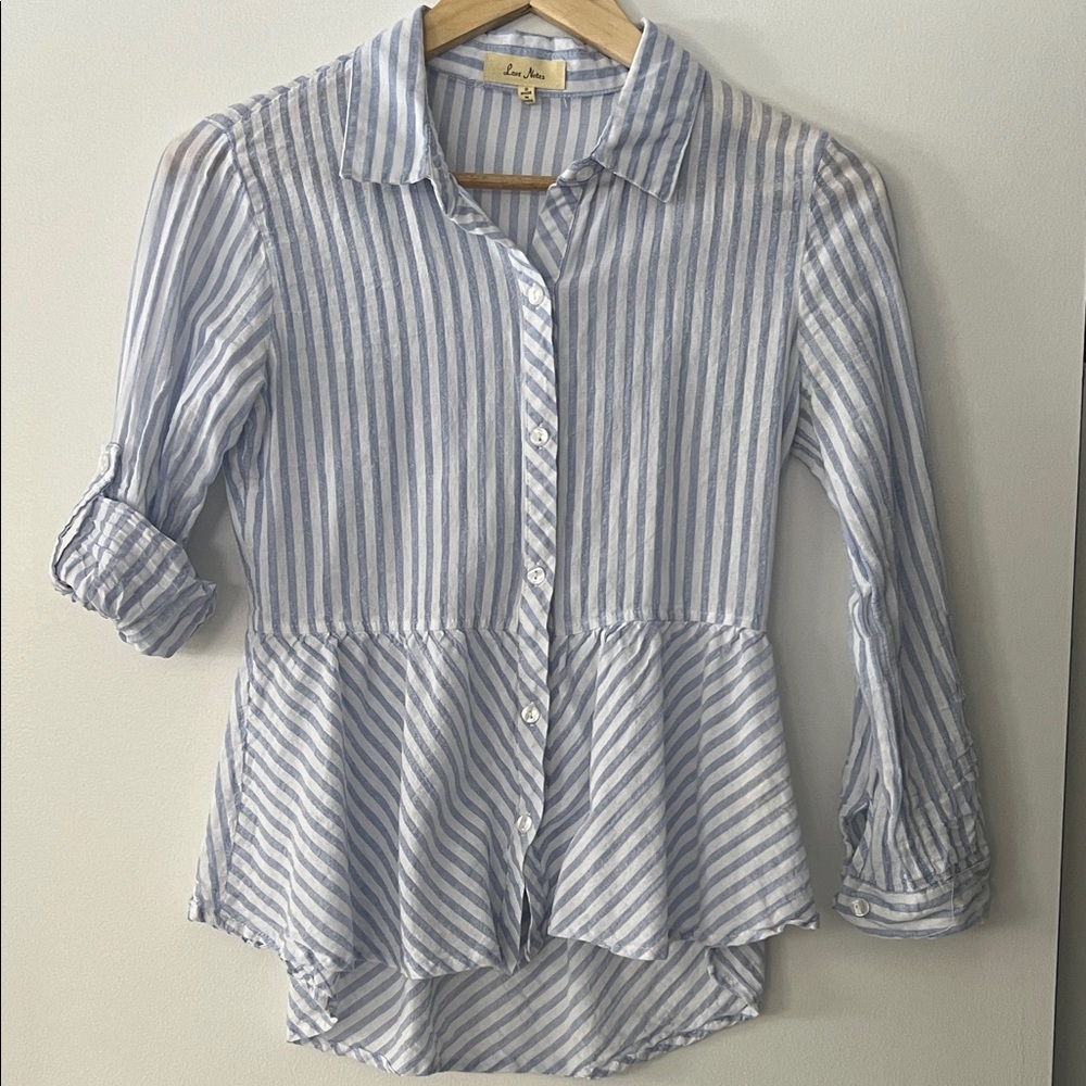 Love Notes Blue and White Striped Top